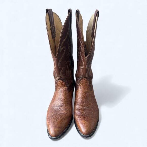 Nocona Men’s Western Cowboy Boots Brown Leather Classic Stitching 786550 Size  9 - Picture 13 of 15